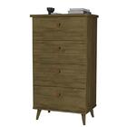 Cômoda Quarto Acácia Com 4 Gavetas E Pés Madeira Maciça Perol