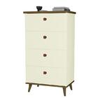 Cômoda Quarto Acácia Com 4 Gavetas E Pés Madeira Maciça Perol