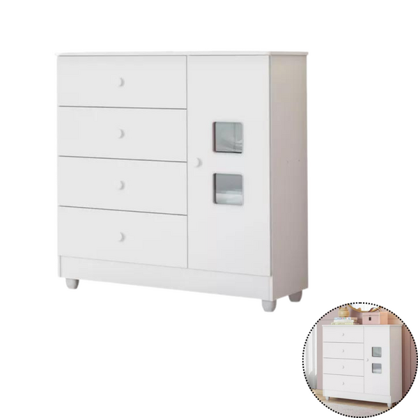 Cômoda Quarto Criança Bebê Organizador Roupa 4 Gaveta Branco