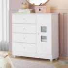 Cômoda Quarto Criança Bebê Organizador Roupa 4 Gaveta Branco