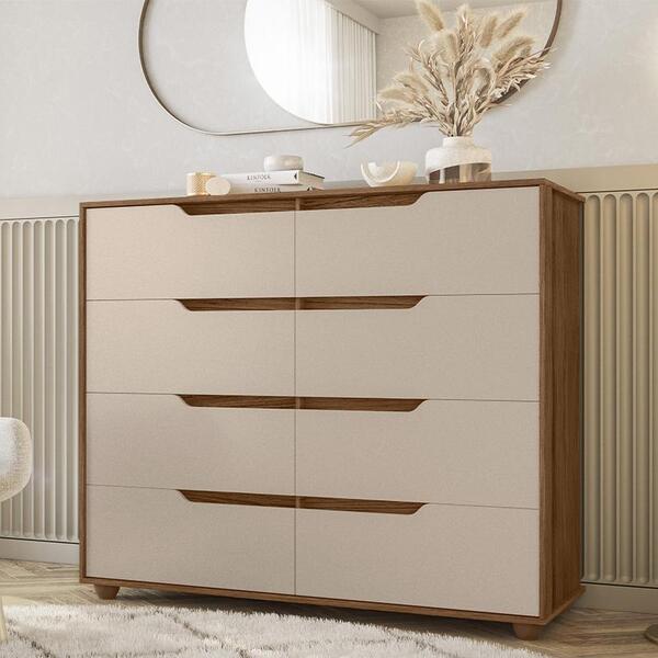 Cômoda Quarto Doble Com 8 Gavetas E Pés