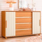 Cômoda Quarto Evidenza Com 4 Gavetas E 2 Portas De Correr