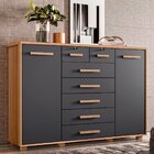 Cômoda Quarto Fontana Com 7 Gavetas E 2 Portas Nature/titanium