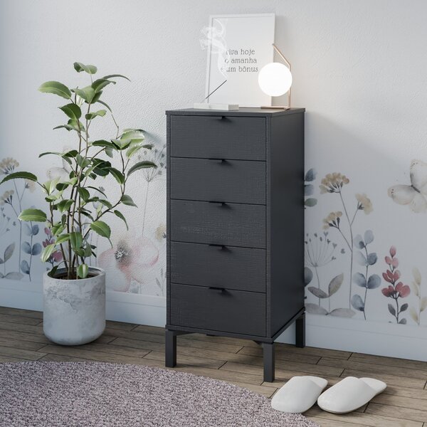 Cômoda Queens 5 Gavetas 40cm Timeless Preto