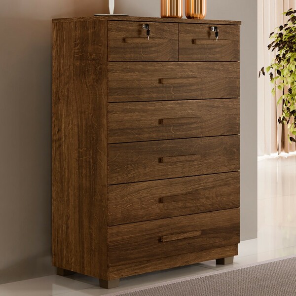 Cômoda Realce 7 Gavetas Imbuia - Panorama Móveis