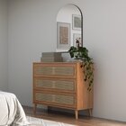 Cômoda Retrô 3 Gavetas Com Espelho Porta Telada 100% Mdf   Fr