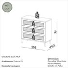 Cômoda Retrô 3 Gavetas Com Porta Telada 100% Mdf   Freijo Mad