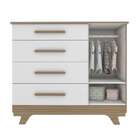 Cômoda Retrô 4 Gavetas 1 Porta Móveis Peroba