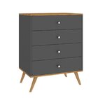Cômoda Retrô 4 Gavetas  Nogal/grafite
