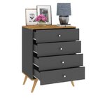 Cômoda Retrô 4 Gavetas  Nogal/grafite