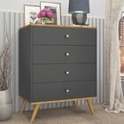 Cômoda Retrô 4 Gavetas  Nogal/grafite