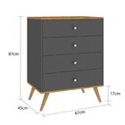 Cômoda Retrô 4 Gavetas  Nogal/grafite