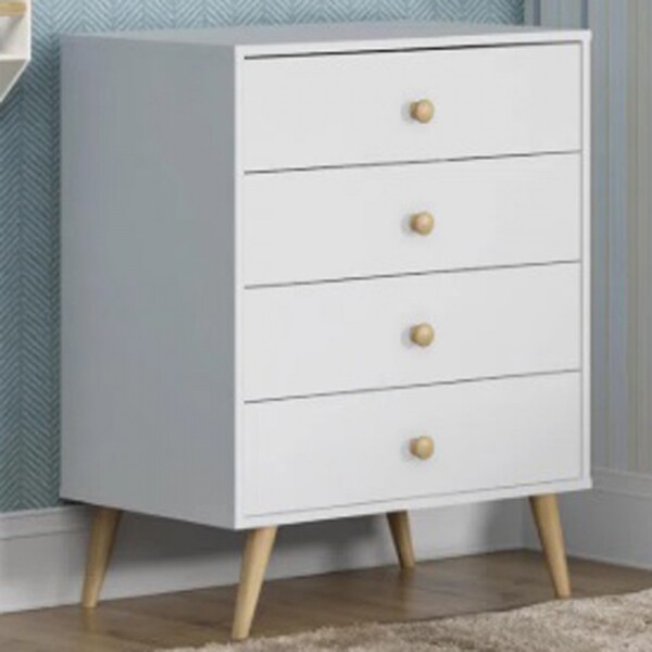 Cômoda Retrô 4 Gavetas Branco - Nova Mobile