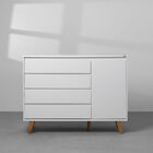Cômoda Retrô 4 Gavetas Com Porta - Branco