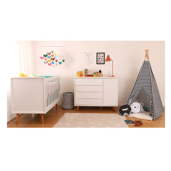 Cômoda Retrô 4 Gavetas Com Porta - Branco