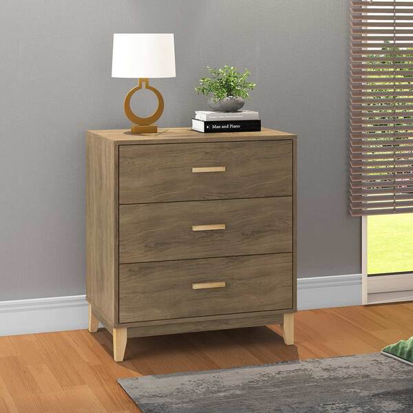 Cômoda Retrô 70 X 78 Cm 3 Gavetas Pés Madeira Mdp Freijó - Cl