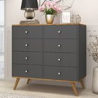 Cômoda Retrô 8 Gavetas  Nogal/grafite