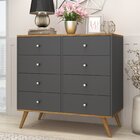 Cômoda Retrô 8 Gavetas  Nogal/grafite