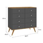 Cômoda Retrô 8 Gavetas  Nogal/grafite