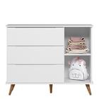 Cômoda Retrô Com 3 Gavetas E 1 Porta Lunna Cor Branco Acetina