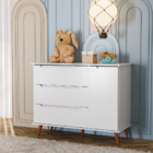 Cômoda Retrô Com 3 Gavetas E 1 Porta Lunna Cor Branco Acetina