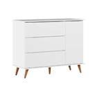 Cômoda Retrô Com 3 Gavetas E 1 Porta Lunna Cor Branco Acetina