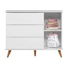 Cômoda Retrô Com 3 Gavetas E 1 Porta Lunna Cor Branco Acetina