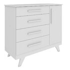 Cômoda Retrô Lisa 4 Gavetas 1 Porta Móveis Peroba