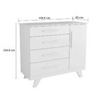 Cômoda Retrô Lisa 4 Gavetas 1 Porta Móveis Peroba