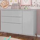 Comoda Retro Melinda 1 Porta E 3 Gavetas Cinza 100% Mdf