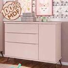 Comoda Retro Melinda 1 Porta E 3 Gavetas Rose100% Mdf