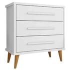 Cômoda Retrô Para Quarto 3 Gavetas Belvedere G03 Branco - Mpo