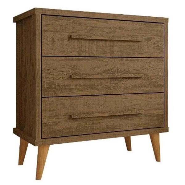 Cômoda Retrô Para Quarto 3 Gavetas Belvedere G03 Canela - Mpo
