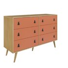 Cômoda Retrô Para Quarto 6 Gavetas Design Wood Argila
