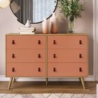 Cômoda Retrô Para Quarto 6 Gavetas Design Wood Argila