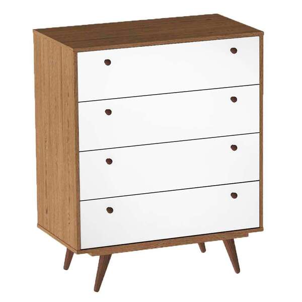 Cômoda Retrô Plus 4 Gv Rustik Carvalho Branco Acetinado