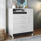 Cômoda Reyna Branco/titanium Azul Rosa 4 Gavetas