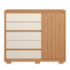 Cômoda Ripada 5 Gavetas 1 Porta Com Pés Duetto Albatroz