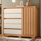 Cômoda Ripada 5 Gavetas 1 Porta Com Pés Duetto Albatroz