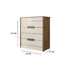 Cômoda Rosana 4 Gavetas Castanho Wood Off White Tana Decor