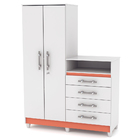 Cômoda Roupeiro Infantil 2 Portas 4 Gavetas Branco Flex Line