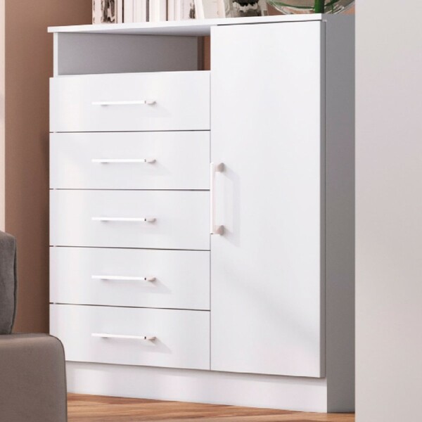 Cômoda Rubi 1 Porta 5 Gavetas Branco - Irm Móveis