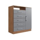 Cômoda Safira 5 Gavetas 103x93x40 Cm Freijó/cinza