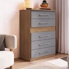 Cômoda Safira 5 Gavetas 95,7x62,8x40 Cm Freijó/cinza