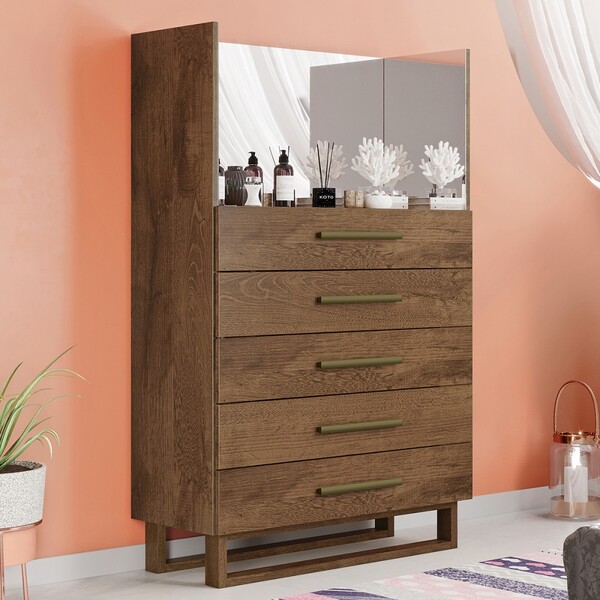 Cômoda Santorini 2 Portas 5 Gavetas 100% Mdf Brauna – Europa