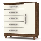 Cômoda Sapateira 01 Porta E 05 Gavetas Line 20016 Imbuia/cham