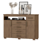 Cômoda Sapateira 05 Gavetas E 02 Portas Oslo Nogal Mx Móveis