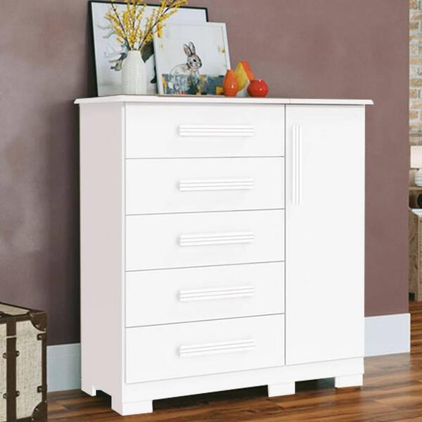 Cômoda Sapateira 100% Mdf 5 Gavetas Adele Branco