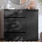 Cômoda Sapateira 1 Porta 4 Gavetas 110cm Topázio Preto - Ej M