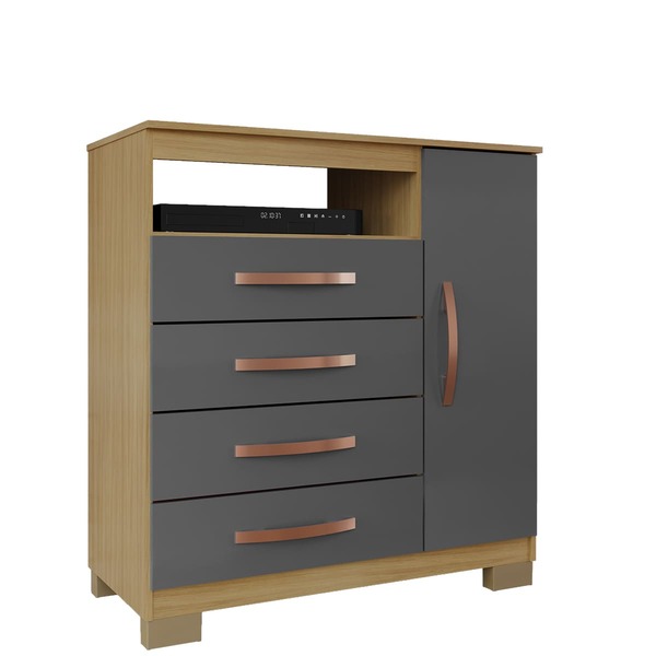 Cômoda Sapateira 1 Porta 4 Gavetas Dijon - Carvalho Americano